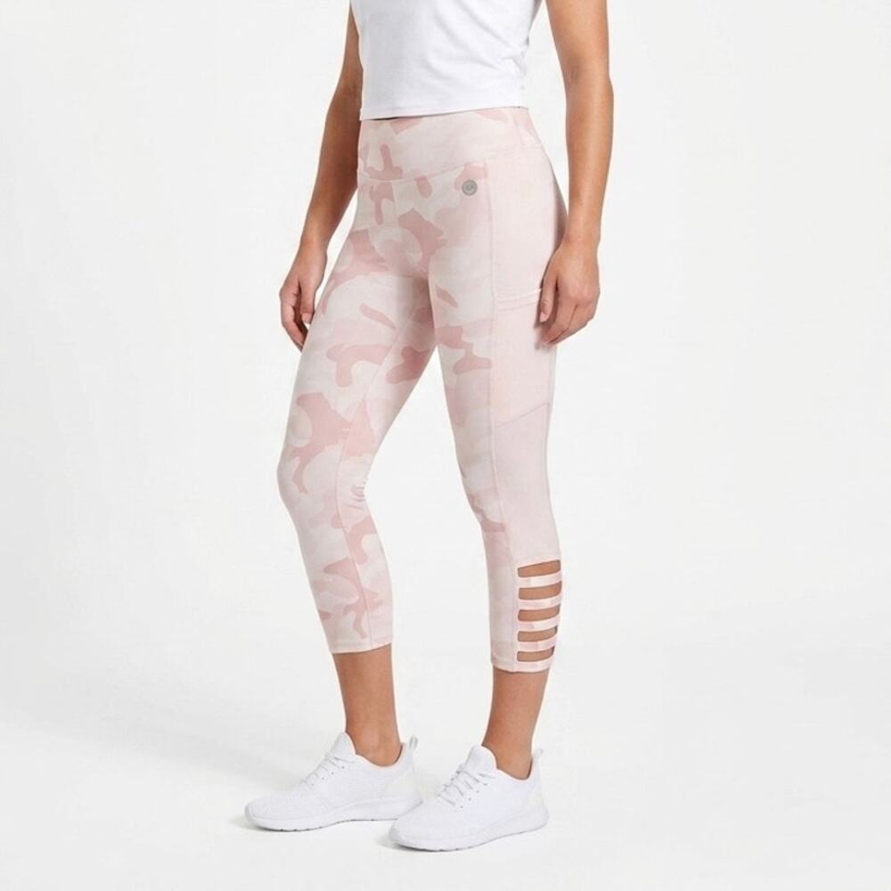 Hollister Cali Sport Women's Cropped Leggings S Pink Camo Print Pocket Athletic